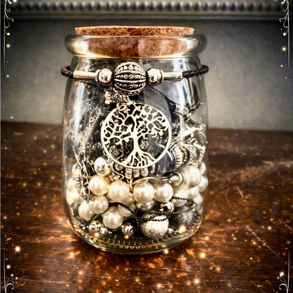 “Black & Silver” Small, Sophisticated Mystery Jewelry Jar